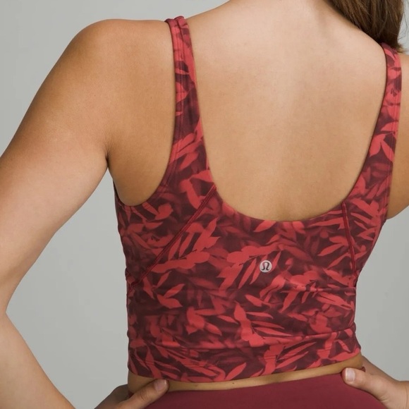 Lululemon Align Tank Cropped Top Built-in-Bra Spray Leaf Firrside Red - Picture 3 of 8